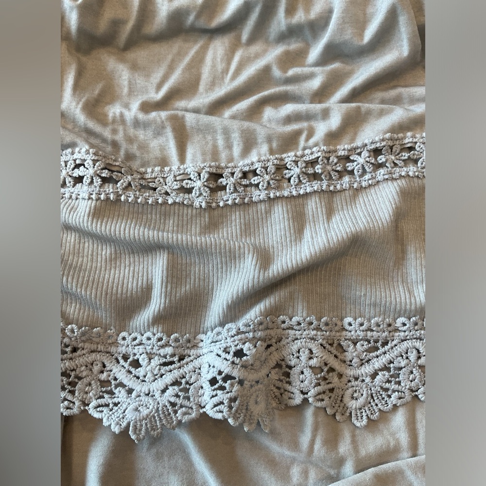 POL Light Gray Lace Accent Blouse - Picture 6 of 6